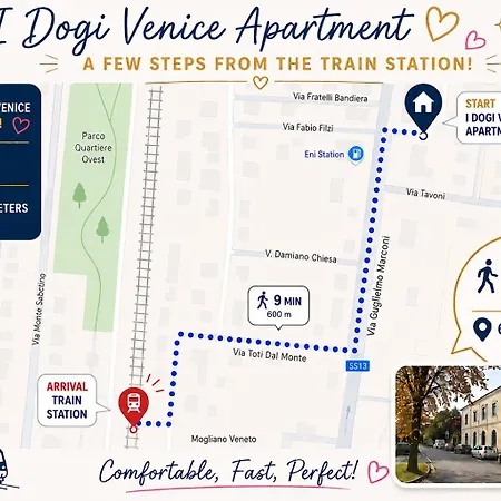 I Dogi Venice - Parking & Train To Venice In 2 Stops Apartment *